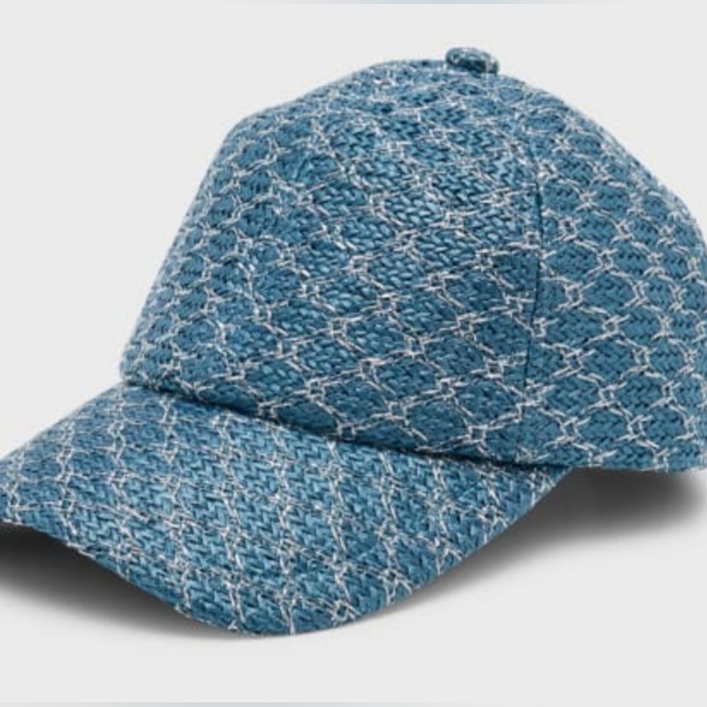 Lele Sadoughi Blue RAFFIA BASEBALL Hat NEVER WORN